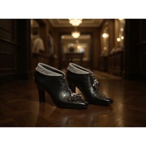 Brighton Stacey Black Leather Suede Ankle Boots Heels Tassel 8M witchy boho